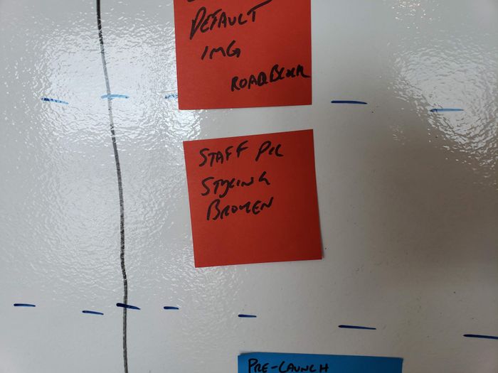 A kanban-style work board tracking jobs in progress